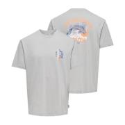 Relaxed Fit Grafisch T-shirt Only & Sons , Gray , Heren
