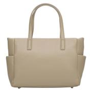 Luxe Beige Shopper Tas Echt Leer Estro , Beige , Dames