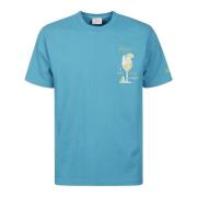 Blauw Cocktail Print Katoenen T-Shirt MC2 Saint Barth , Blue , Heren