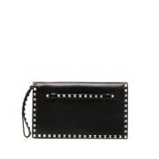 Pre-owned Leather clutches Valentino Vintage , Black , Dames