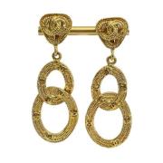 Pre-owned Metal earrings Chanel Vintage , Yellow , Dames