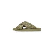 Groene Leren Open Teen Sandalen Cesare Gaspari , Green , Dames