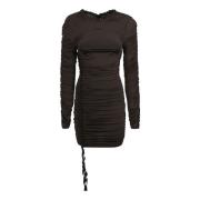 Zwarte Bodycon Jurk met Gerimpelde Rand Rotate Birger Christensen , Bl...