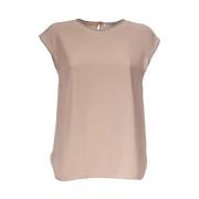 Zijden Blend Mouwloos Asymmetrisch T-shirt Le Tricot Perugia , Beige ,...