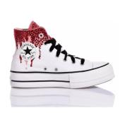 Handgemaakte Damessneakers Wit Rood Converse , Multicolor , Dames