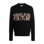 Zwarte Sweatshirt Ss24 Versace Jeans Couture , Black , Heren