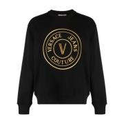 Zwarte Sweatshirt Ss24 Herenmode Versace Jeans Couture , Black , Heren