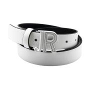 Witte Leren Riem Gladde Textuur John Richmond , White , Dames