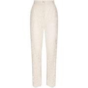 Rechte Broek met Bloemenkant Dolce & Gabbana , White , Dames