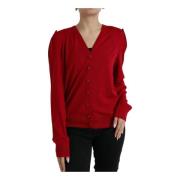 Rode V-Hals Wollen Vest Dolce & Gabbana , Red , Dames