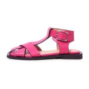 Platte zool enkelband sandalen - Fuchsia Cesare Gaspari , Pink , Dames