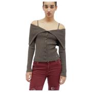 Wollen Gebreide Off Shoulder Top Blumarine , Gray , Dames