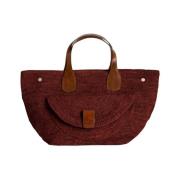 Raphia Tote met leren handvatten Ibeliv , Brown , Dames