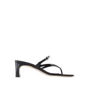 Zwarte Leren Sandalen - Slip-On Stijl aeyde , Black , Dames