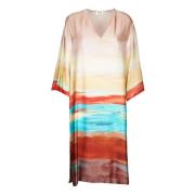 Vloeibare Viscose Kimono Jurk Ottod'Ame , Multicolor , Dames