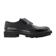 Zwarte Leren Oversize Platte Schoenen Alexander McQueen , Black , Dame...