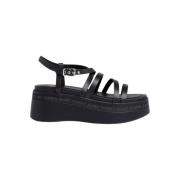 Leren Sandalen voor Mannen en Vrouwen Tommy Hilfiger , Black , Dames