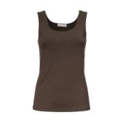 Cacao Viscose Top Mouwloos Regular Fit Le Tricot Perugia , Brown , Dam...