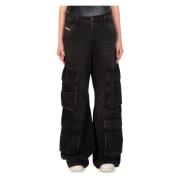 Cargo Jeans Diesel , Black , Dames