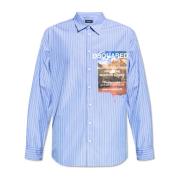 Shirt met logo Dsquared2 , Blue , Heren