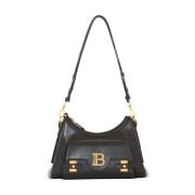 Luxe Leren Hobo Tas Balmain , Black , Dames