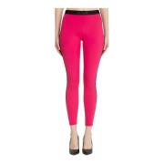 Effen Logo Leggings Elastische Taille Balmain , Pink , Dames