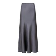 Elegant Sateen Bias Cut Skirt Neo Noir , Gray , Dames
