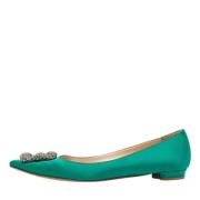 Pre-owned Satin flats Manolo Blahnik Pre-owned , Green , Dames