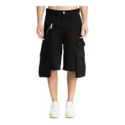 Denim Lange Shorts Gcds , Black , Heren