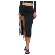 Stretch Croissant Rok met Split Jacquemus , Black , Dames