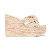 Roze Strandgekleurde Sleehak Sandalen Casadei , Beige , Dames