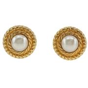 Pre-owned Metal earrings Chanel Vintage , Yellow , Dames