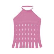 Gebreide driehoekige top met uitsnijdingen Aeron , Pink , Dames