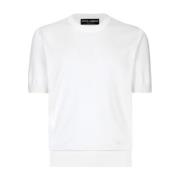 Witte Zijden Logo Geborduurde Trui Dolce & Gabbana , White , Heren
