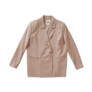 Boxy Wollen Blazer met Patchwork Panelen Aeron , Pink , Dames