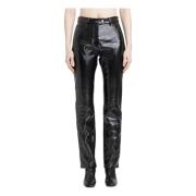 Zwarte Vinyl 5-Pocket Broek Courrèges , Black , Dames