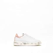 Witte Leren Sneakers met Roze Pailletten Premiata , White , Dames