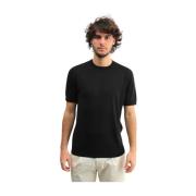 Korte Mouw Zijde Katoen Zwarte T-shirt Paolo Pecora , Black , Heren