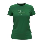 Groene T-shirt met Logoprint Puma , Green , Dames
