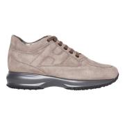 Taupe Suede Interactieve Damessneakers Hogan , Brown , Dames