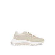 Lace-Up Sneakers Grijs Logo Textiel Calvin Klein , Beige , Dames