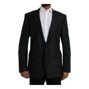 Zwarte Wol Blazer Slim Fit Dolce & Gabbana , Black , Heren