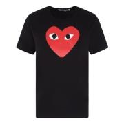 Zwart T-shirt met hartprint Comme des Garçons Play , Black , Dames