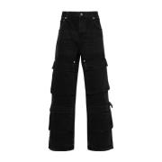 Zwarte Wijde Jeans Versleten Gescheurd Represent , Black , Heren