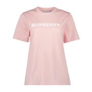 Logo Print Katoenen T-shirt Burberry , Pink , Dames