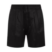 Zwarte Zijden Geplooide Shorts Tom Ford , Black , Heren