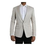 Slim Fit Single Breasted Coat Blazer Dolce & Gabbana , Beige , Heren