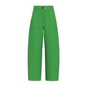 Wijde Pijp Linnen Broek Marella , Green , Dames