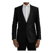 Zijden Blazer met Eén Knoop Dolce & Gabbana , Black , Heren