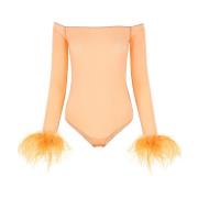 Peach Mesh Bodysuit Oseree , Orange , Dames